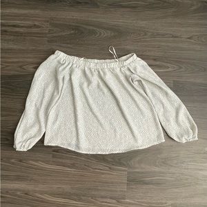 Forever 21 White Black Geometric Off The Shoulder Top Long Sleeve Blouse Small